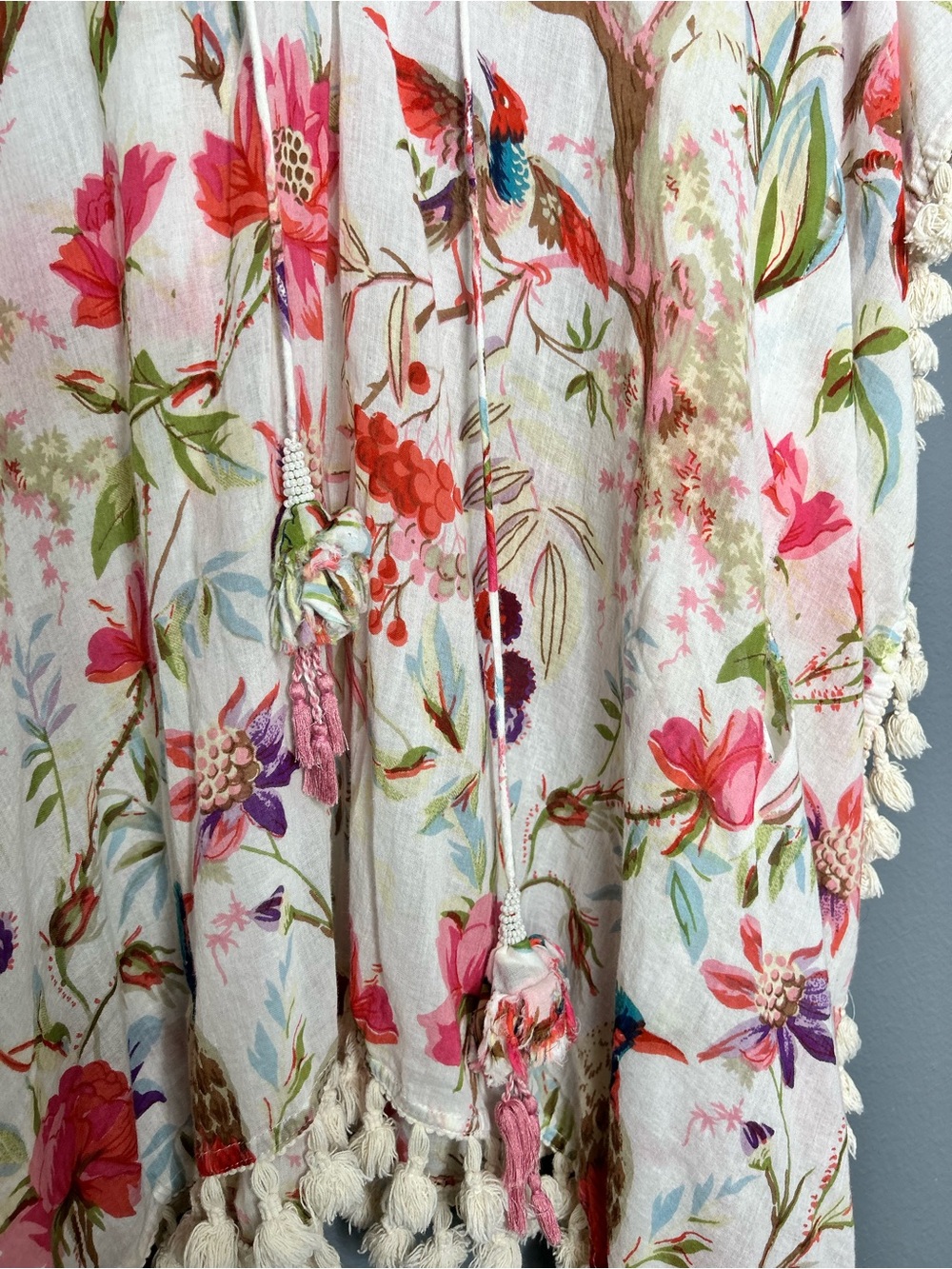 Anthropologie Boho Floral Tassel Swim Beach Vacation Coverup Floral Print FLAWED - Picture 4 of 11